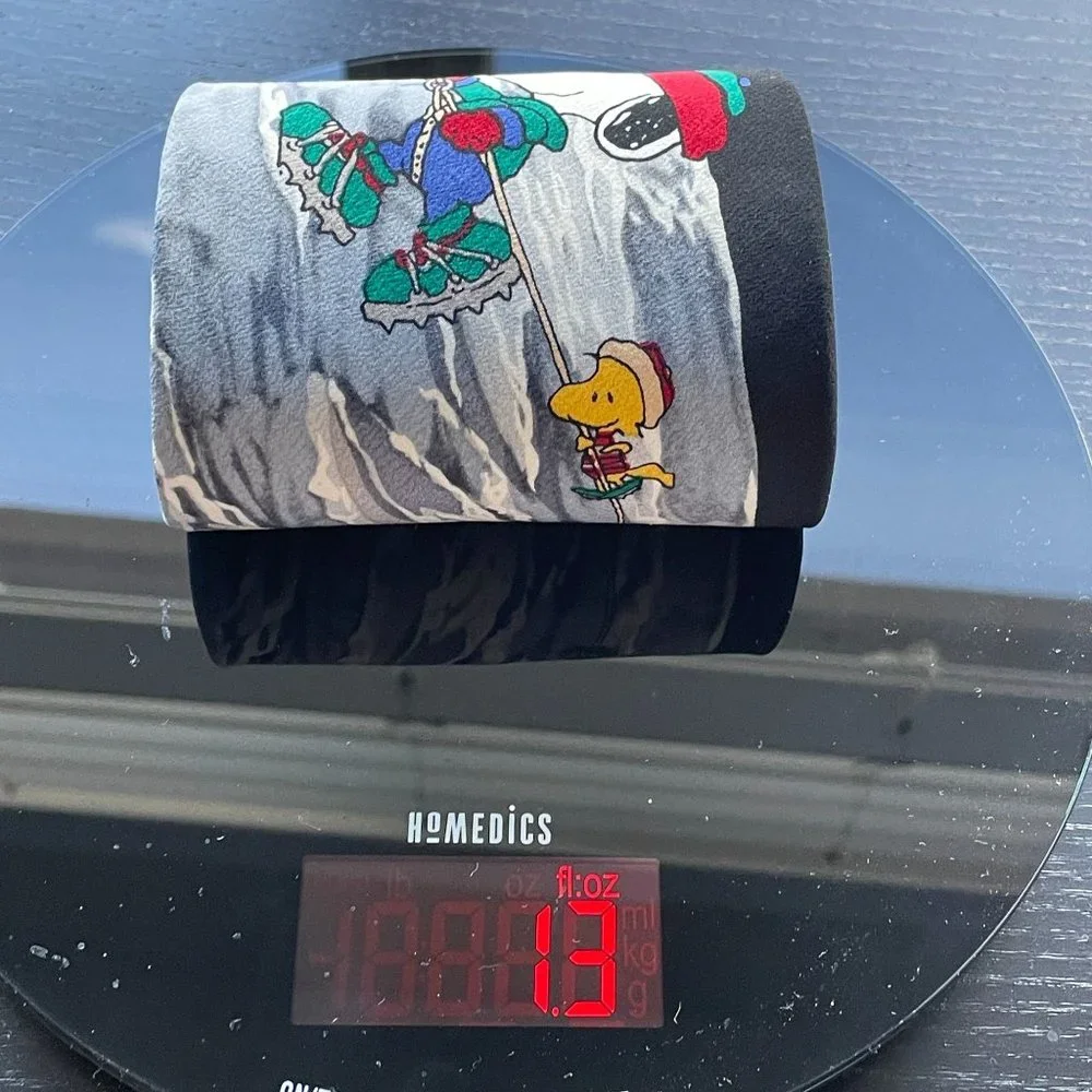 Vintage Peanuts On The Rocks Snoopy Woodstock 100% Silk Tie Men's Black Necktie